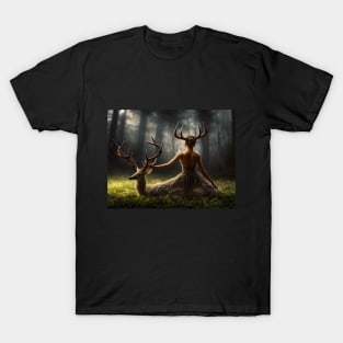 Deer and woman with antlers T-Shirt